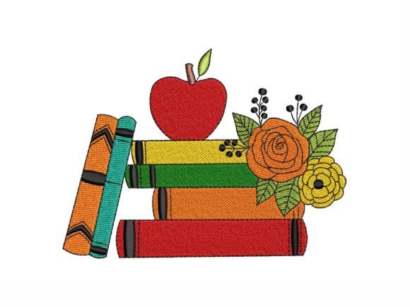 Charming Floral Books Embroidery Design