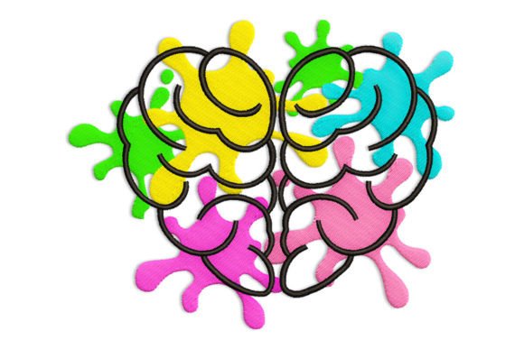 Colorful Creative Brain: A Unique Embroidery Design