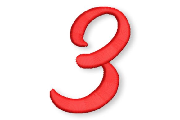 Elegant Script Number Three for Seasonal Embroidery