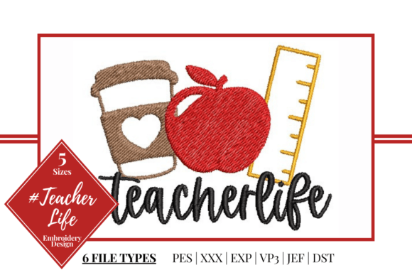 Teacher Life: A Charming Embroidery Design for Gifts